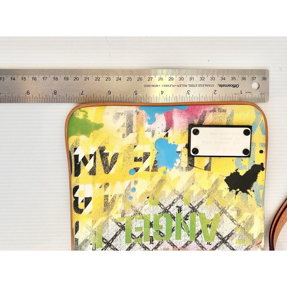L.A.M.B. Gwen Stefani Graffiti Splatter Crossbody Bag Coated Canvas Leather Y2K - Picture 11 of 13